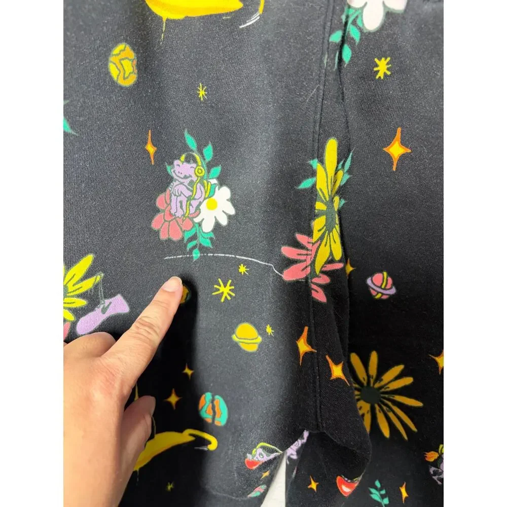Nike Sportswear Club Fleece Pants Outer Space Print Soft Joggers Black Large
